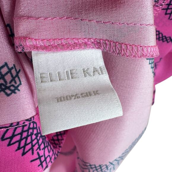 Ellie Kai 100% Silk Pink Blue Ruffled Sleeveless Lightweight Blouse Size M - Picture 8 of 9